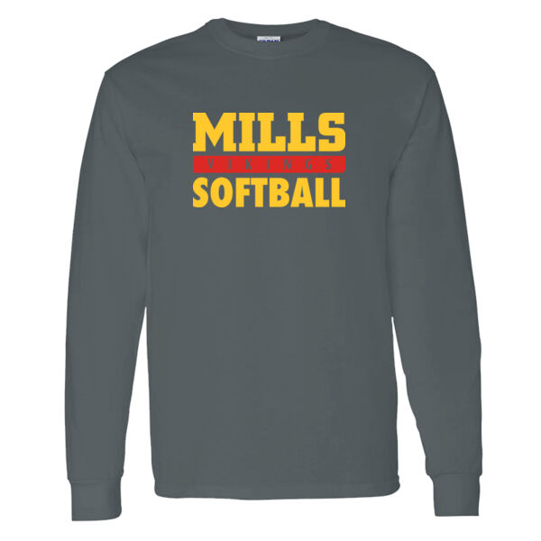 Mills Softball D.Heather Heavy Cotton 100% Cotton Long Sleeve T Shirt Selecte Thumbnail