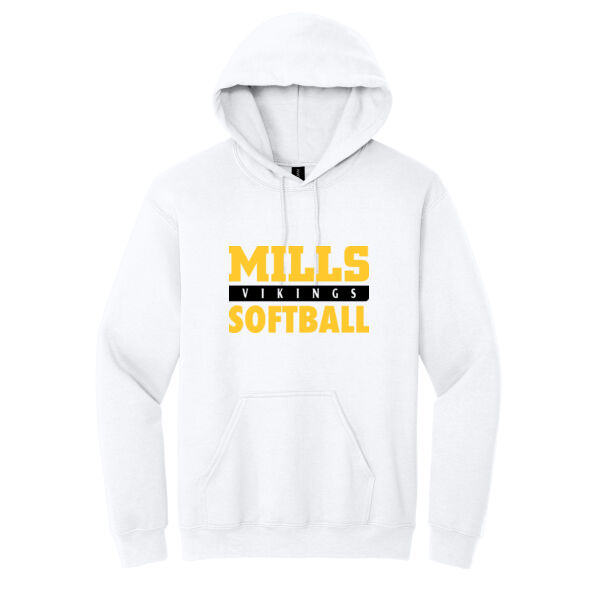 Mills Softball White Heavy Blend Hooded Sweatshirt Thumbnail