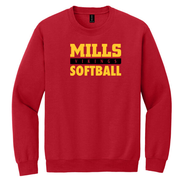 Mills Softball Red Heavy Blend Crewneck Sweatshirt Thumbnail