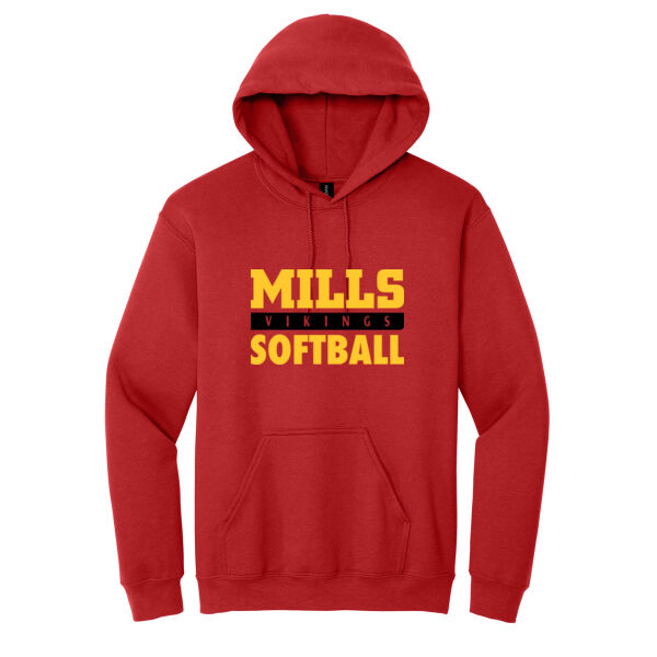 Mills Softball Red Heavy Blend Hooded Sweatshirt Thumbnail