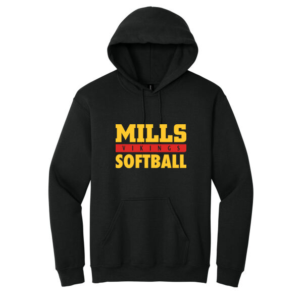 Mills Softball Black Heavy Blend Hooded Sweatshirt Thumbnail