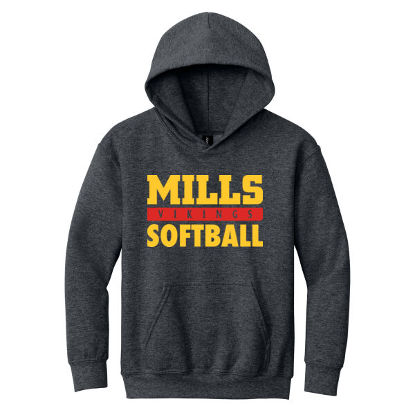 Mills Softball Youth D.Heather Heavy Blend Hooded Sweatshirt Thumbnail